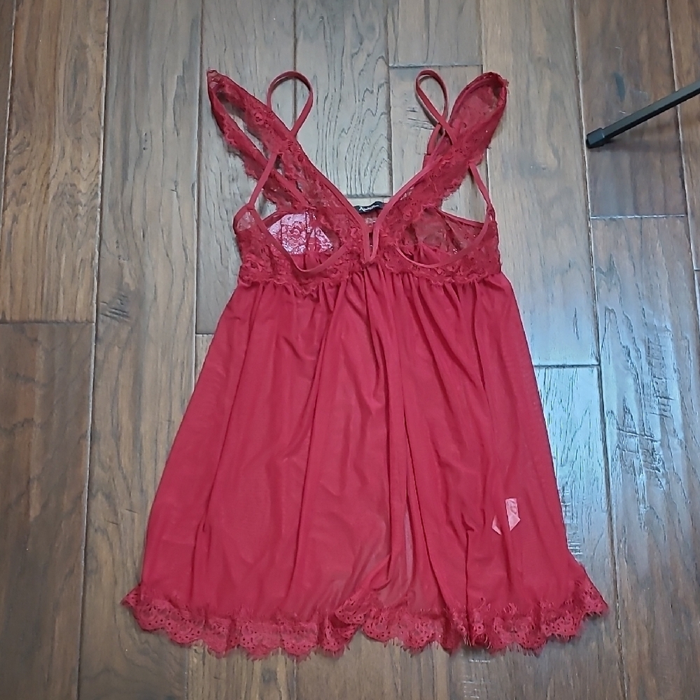 NWT Ababoon Burgundy Lace Open Back Babydoll Lingerie with Front Cutouts (XXL)
